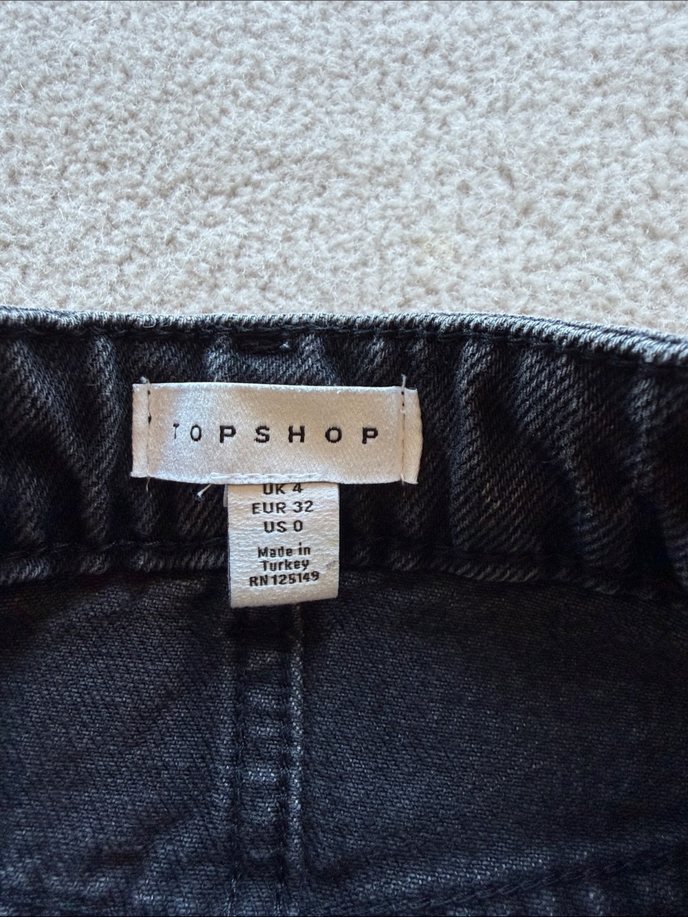Topshop Charcoal Black Denim Mini Skirt with Raw Hem - Picture 2 of 6